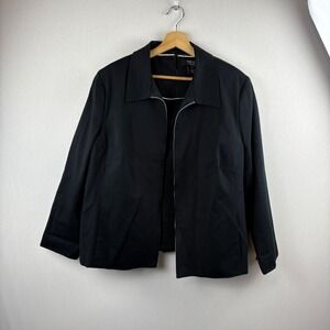 PARISIAN SIGNATURE WOMAN Black Zip Front Jacket Sleeveless Top Set Size 18W